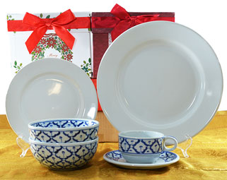 Thai White plates and Blue & White Ceramic set